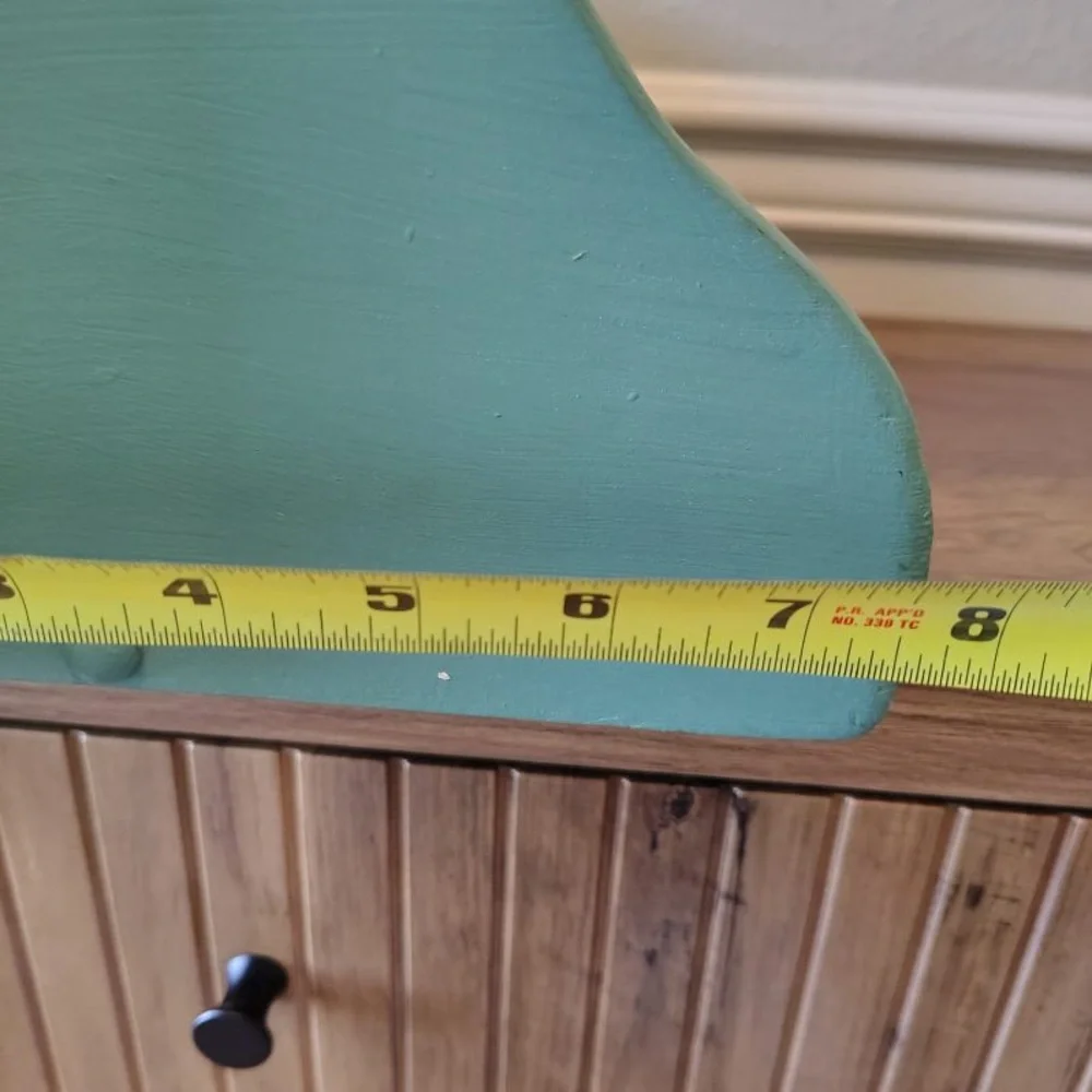 Vtg Wooden Display Hanging Shelf Towel Bar Painted Turquoise Beach Cottage Decor